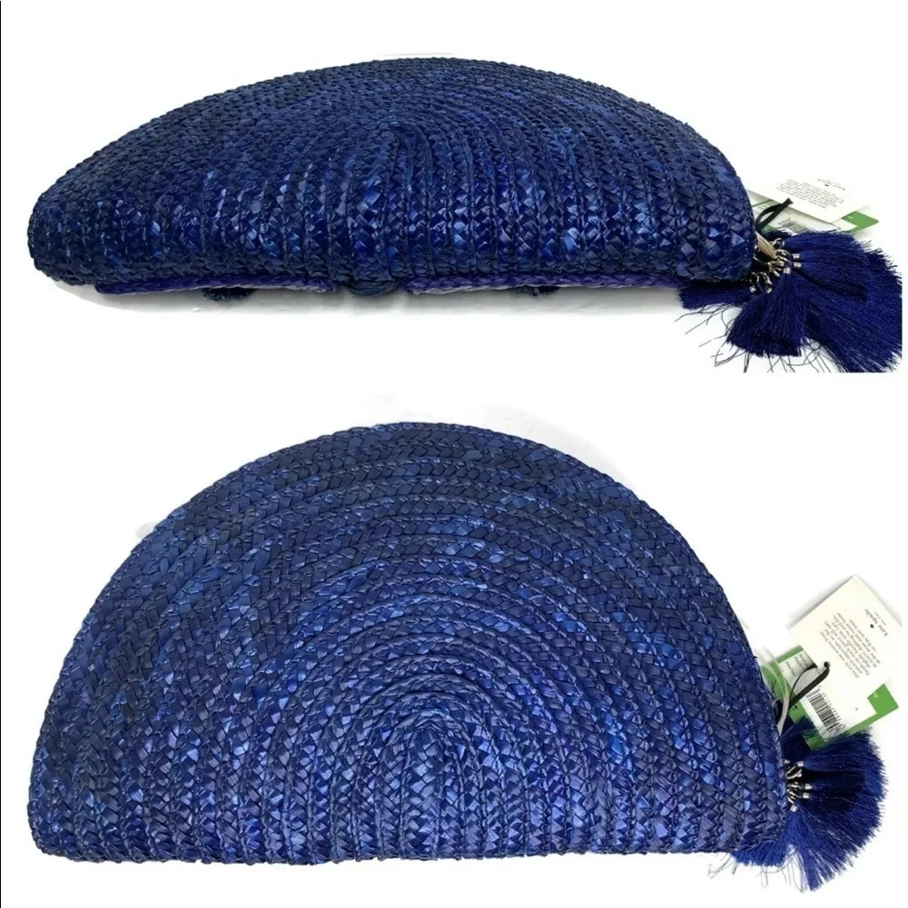 NWT Kate Spade Full Plume Embroidered Straw Peacock Clutch Peacock Wicker Bird